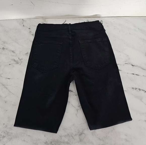 FRAME Denim High Rise De Skinny Jeanne Crop Black Distressed Jeans 28 Preowned - Picture 6 of 9